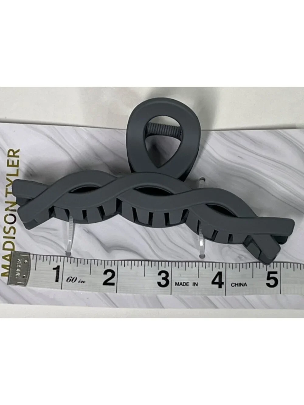 Madison Tyler Gray Twisted Hair Claw Clip Womens Hair Accessory